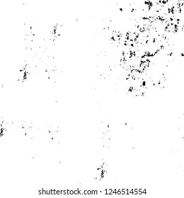 Grunge overlay layer. Abstract black and white vector background. Monochrome vintage surface with dirty pattern in cracks, spots, dots. Old painted wall in dark horror style design