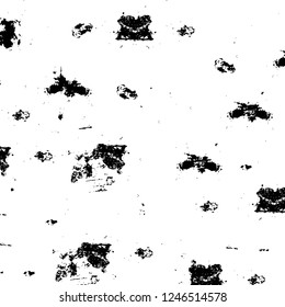 Grunge overlay layer. Abstract black and white vector background. Monochrome vintage surface with dirty pattern in cracks, spots, dots. Old painted wall in dark horror style design