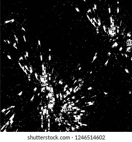 Grunge overlay layer. Abstract black and white vector background. Monochrome vintage surface with dirty pattern in cracks, spots, dots. Old painted wall in dark horror style design