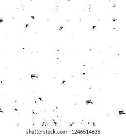 Grunge overlay layer. Abstract black and white vector background. Monochrome vintage surface with dirty pattern in cracks, spots, dots. Old painted wall in dark horror style design