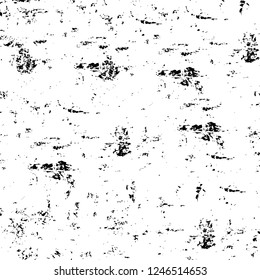Grunge overlay layer. Abstract black and white vector background. Monochrome vintage surface with dirty pattern in cracks, spots, dots. Old painted wall in dark horror style design