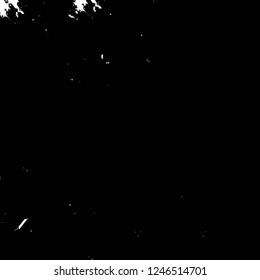 Grunge overlay layer. Abstract black and white vector background. Monochrome vintage surface with dirty pattern in cracks, spots, dots. Old painted wall in dark horror style design