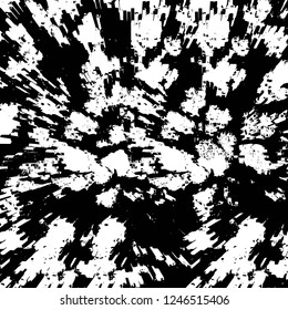 Grunge overlay layer. Abstract black and white vector background. Monochrome vintage surface with dirty pattern in cracks, spots, dots. Old painted wall in dark horror style design