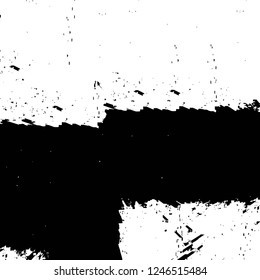 Grunge overlay layer. Abstract black and white vector background. Monochrome vintage surface with dirty pattern in cracks, spots, dots. Old painted wall in dark horror style design