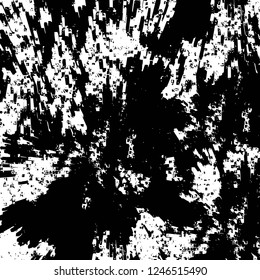 Grunge overlay layer. Abstract black and white vector background. Monochrome vintage surface with dirty pattern in cracks, spots, dots. Old painted wall in dark horror style design