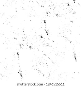 Grunge overlay layer. Abstract black and white vector background. Monochrome vintage surface with dirty pattern in cracks, spots, dots. Old painted wall in dark horror style design