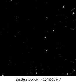 Grunge overlay layer. Abstract black and white vector background. Monochrome vintage surface with dirty pattern in cracks, spots, dots. Old painted wall in dark horror style design