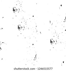 Grunge overlay layer. Abstract black and white vector background. Monochrome vintage surface with dirty pattern in cracks, spots, dots. Old painted wall in dark horror style design