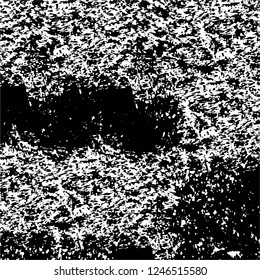 Grunge overlay layer. Abstract black and white vector background. Monochrome vintage surface with dirty pattern in cracks, spots, dots. Old painted wall in dark horror style design