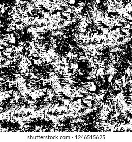 Grunge overlay layer. Abstract black and white vector background. Monochrome vintage surface with dirty pattern in cracks, spots, dots. Old painted wall in dark horror style design