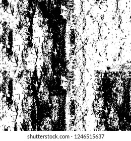 Grunge overlay layer. Abstract black and white vector background. Monochrome vintage surface with dirty pattern in cracks, spots, dots. Old painted wall in dark horror style design
