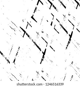 Grunge overlay layer. Abstract black and white vector background. Monochrome vintage surface with dirty pattern in cracks, spots, dots. Old painted wall in dark horror style design