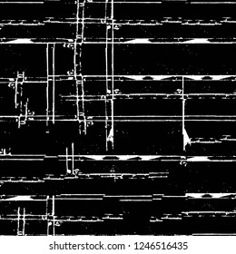 Grunge overlay layer. Abstract black and white vector background. Monochrome vintage surface with dirty pattern in cracks, spots, dots. Old painted wall in dark horror style design