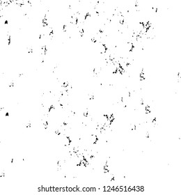 Grunge overlay layer. Abstract black and white vector background. Monochrome vintage surface with dirty pattern in cracks, spots, dots. Old painted wall in dark horror style design