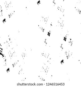 Grunge overlay layer. Abstract black and white vector background. Monochrome vintage surface with dirty pattern in cracks, spots, dots. Old painted wall in dark horror style design