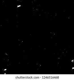 Grunge overlay layer. Abstract black and white vector background. Monochrome vintage surface with dirty pattern in cracks, spots, dots. Old painted wall in dark horror style design