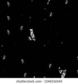 Grunge overlay layer. Abstract black and white vector background. Monochrome vintage surface with dirty pattern in cracks, spots, dots. Old painted wall in dark horror style design