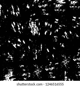Grunge overlay layer. Abstract black and white vector background. Monochrome vintage surface with dirty pattern in cracks, spots, dots. Old painted wall in dark horror style design