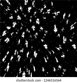 Grunge overlay layer. Abstract black and white vector background. Monochrome vintage surface with dirty pattern in cracks, spots, dots. Old painted wall in dark horror style design