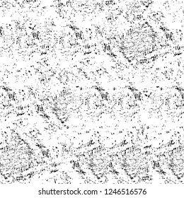 Grunge overlay layer. Abstract black and white vector background. Monochrome vintage surface with dirty pattern in cracks, spots, dots. Old painted wall in dark horror style design