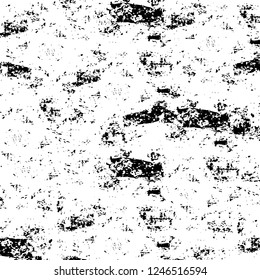 Grunge overlay layer. Abstract black and white vector background. Monochrome vintage surface with dirty pattern in cracks, spots, dots. Old painted wall in dark horror style design