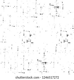 Grunge overlay layer. Abstract black and white vector background. Monochrome vintage surface with dirty pattern in cracks, spots, dots. Old painted wall in dark horror style design