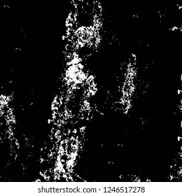Grunge overlay layer. Abstract black and white vector background. Monochrome vintage surface with dirty pattern in cracks, spots, dots. Old painted wall in dark horror style design