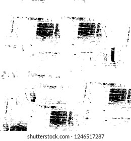 Grunge overlay layer. Abstract black and white vector background. Monochrome vintage surface with dirty pattern in cracks, spots, dots. Old painted wall in dark horror style design