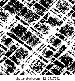 Grunge overlay layer. Abstract black and white vector background. Monochrome vintage surface with dirty pattern in cracks, spots, dots. Old painted wall in dark horror style design