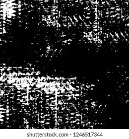 Grunge overlay layer. Abstract black and white vector background. Monochrome vintage surface with dirty pattern in cracks, spots, dots. Old painted wall in dark horror style design