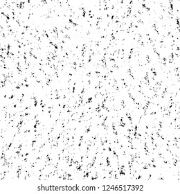 Grunge overlay layer. Abstract black and white vector background. Monochrome vintage surface with dirty pattern in cracks, spots, dots. Old painted wall in dark horror style design
