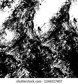 Grunge overlay layer. Abstract black and white vector background. Monochrome vintage surface with dirty pattern in cracks, spots, dots. Old painted wall in dark horror style design