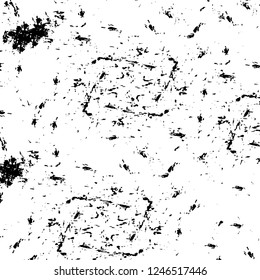 Grunge overlay layer. Abstract black and white vector background. Monochrome vintage surface with dirty pattern in cracks, spots, dots. Old painted wall in dark horror style design