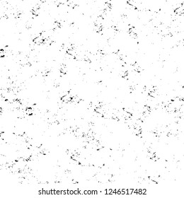 Grunge overlay layer. Abstract black and white vector background. Monochrome vintage surface with dirty pattern in cracks, spots, dots. Old painted wall in dark horror style design