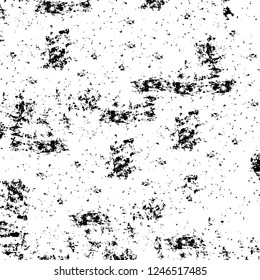 Grunge overlay layer. Abstract black and white vector background. Monochrome vintage surface with dirty pattern in cracks, spots, dots. Old painted wall in dark horror style design