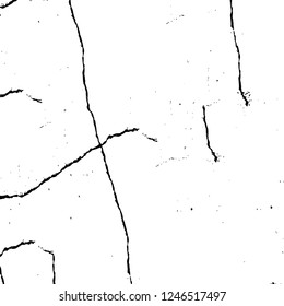 Grunge overlay layer. Abstract black and white vector background. Monochrome vintage surface with dirty pattern in cracks, spots, dots. Old painted wall in dark horror style design