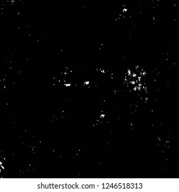 Grunge overlay layer. Abstract black and white vector background. Monochrome vintage surface with dirty pattern in cracks, spots, dots. Old painted wall in dark horror style design