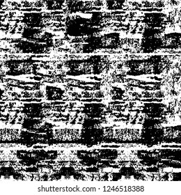 Grunge overlay layer. Abstract black and white vector background. Monochrome vintage surface with dirty pattern in cracks, spots, dots. Old painted wall in dark horror style design