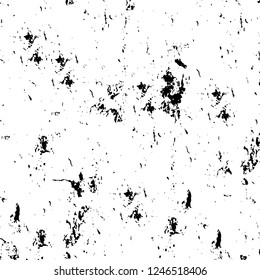 Grunge overlay layer. Abstract black and white vector background. Monochrome vintage surface with dirty pattern in cracks, spots, dots. Old painted wall in dark horror style design