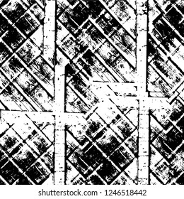 Grunge overlay layer. Abstract black and white vector background. Monochrome vintage surface with dirty pattern in cracks, spots, dots. Old painted wall in dark horror style design