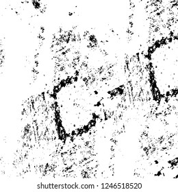 Grunge overlay layer. Abstract black and white vector background. Monochrome vintage surface with dirty pattern in cracks, spots, dots. Old painted wall in dark horror style design