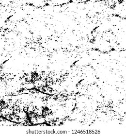 Grunge overlay layer. Abstract black and white vector background. Monochrome vintage surface with dirty pattern in cracks, spots, dots. Old painted wall in dark horror style design
