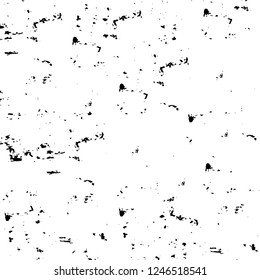 Grunge overlay layer. Abstract black and white vector background. Monochrome vintage surface with dirty pattern in cracks, spots, dots. Old painted wall in dark horror style design
