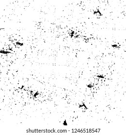 Grunge overlay layer. Abstract black and white vector background. Monochrome vintage surface with dirty pattern in cracks, spots, dots. Old painted wall in dark horror style design