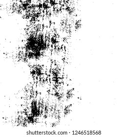 Grunge overlay layer. Abstract black and white vector background. Monochrome vintage surface with dirty pattern in cracks, spots, dots. Old painted wall in dark horror style design