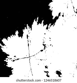 Grunge overlay layer. Abstract black and white vector background. Monochrome vintage surface with dirty pattern in cracks, spots, dots. Old painted wall in dark horror style design