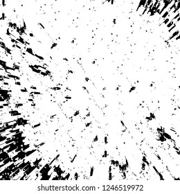 Grunge overlay layer. Abstract black and white vector background. Monochrome vintage surface with dirty pattern in cracks, spots, dots. Old painted wall in dark horror style design