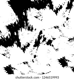 Grunge overlay layer. Abstract black and white vector background. Monochrome vintage surface with dirty pattern in cracks, spots, dots. Old painted wall in dark horror style design