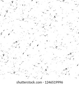 Grunge overlay layer. Abstract black and white vector background. Monochrome vintage surface with dirty pattern in cracks, spots, dots. Old painted wall in dark horror style design