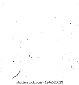 Grunge overlay layer. Abstract black and white vector background. Monochrome vintage surface with dirty pattern in cracks, spots, dots. Old painted wall in dark horror style design